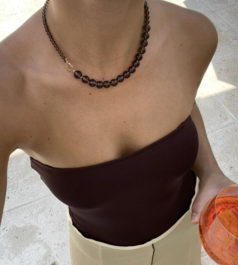 High-Grade Brown Simple Autumn And Winter Clavicle Chain Necklace