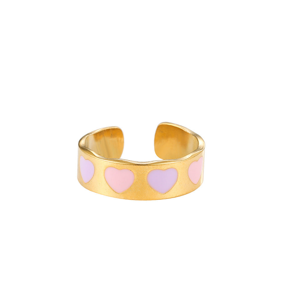 Hollow Line Dot Love Heart Adjustable Ring Women