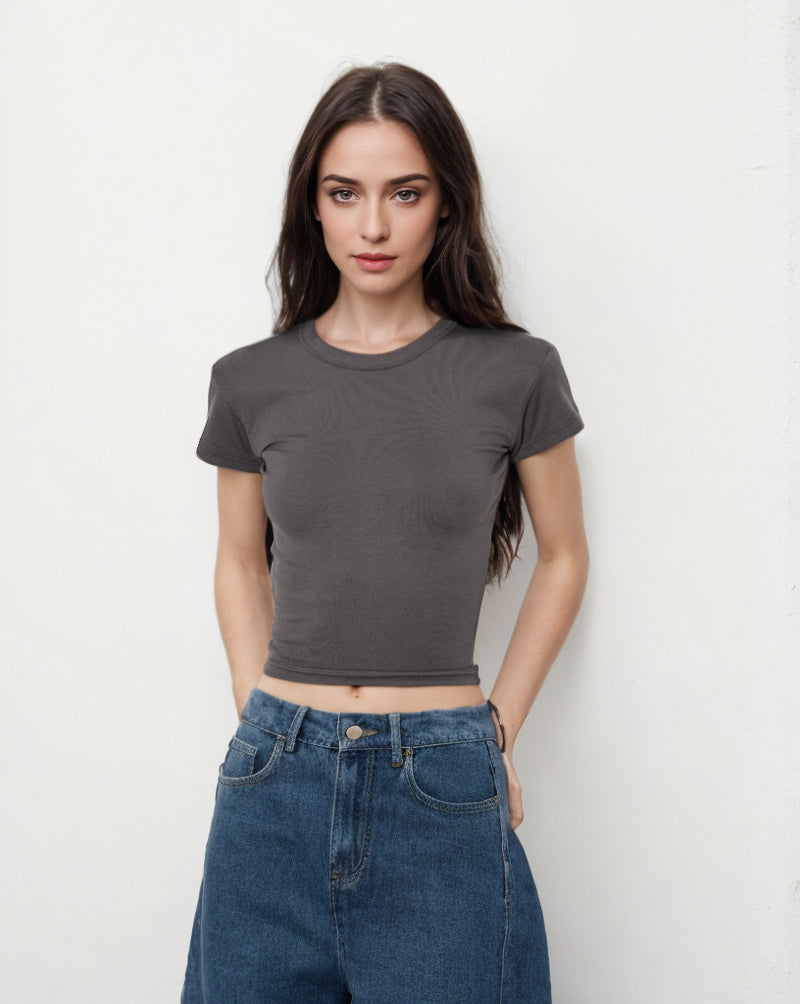 Shoulder Hot Girl Sports Bottoming Skinny Top