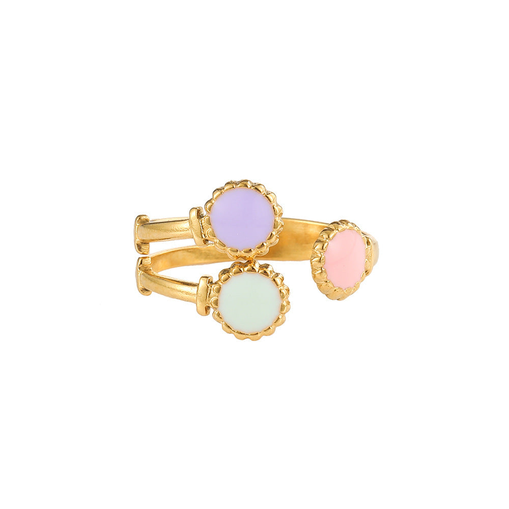 Hollow Line Dot Love Heart Adjustable Ring Women