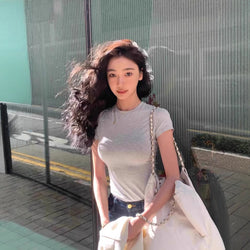 Shoulder Hot Girl Sports Bottoming Skinny Top