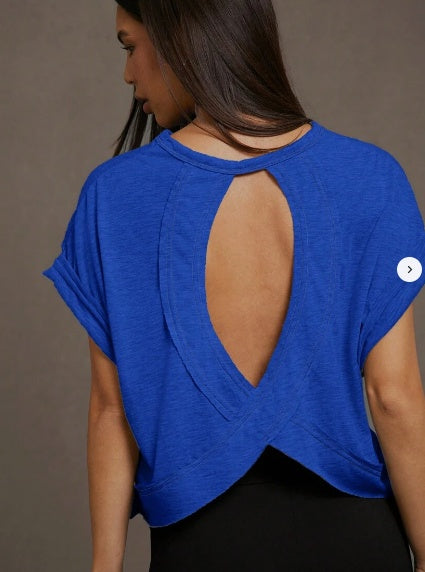 Cut Out Back Batwing Sleeve Tee