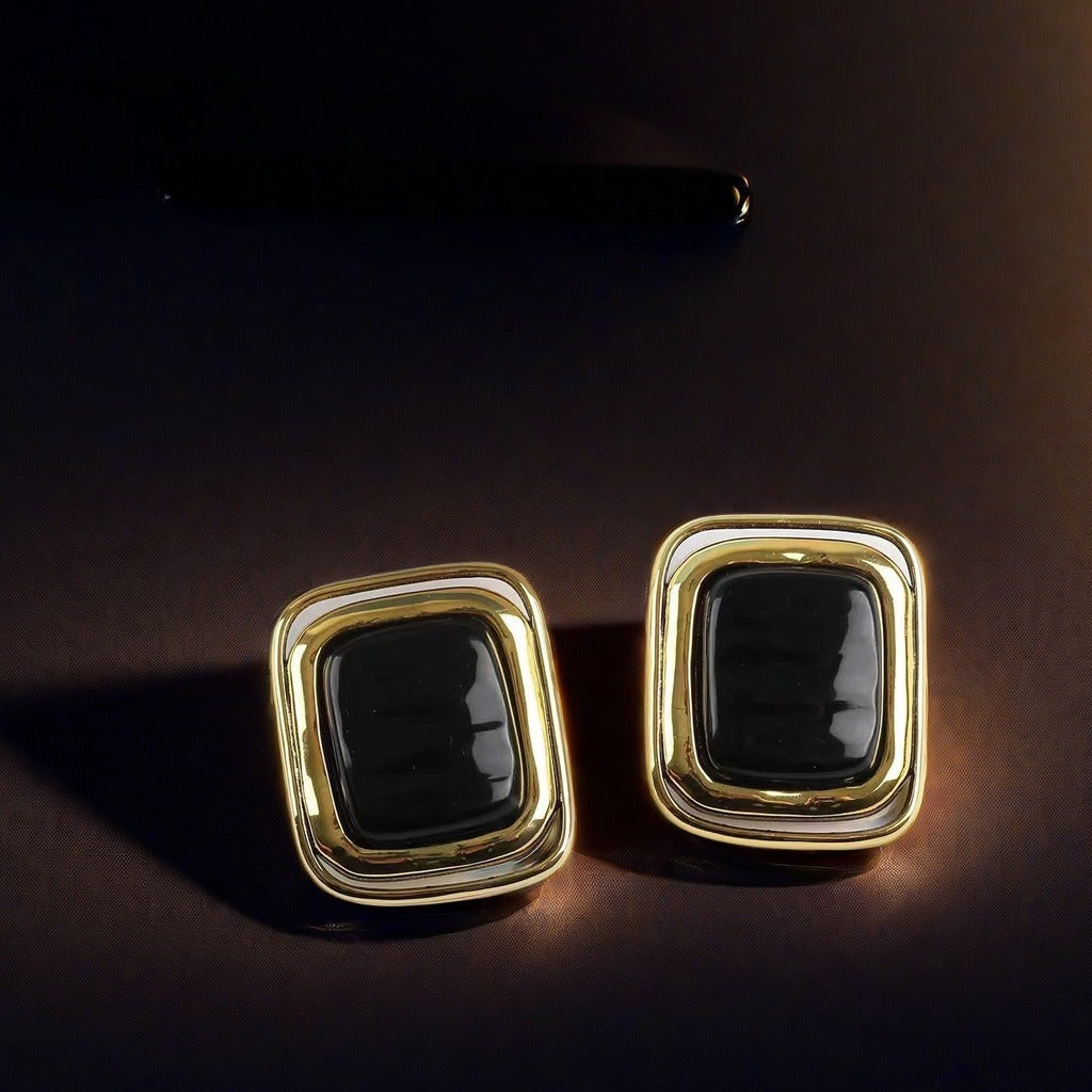 Brass Vintage Square Stud Earrings