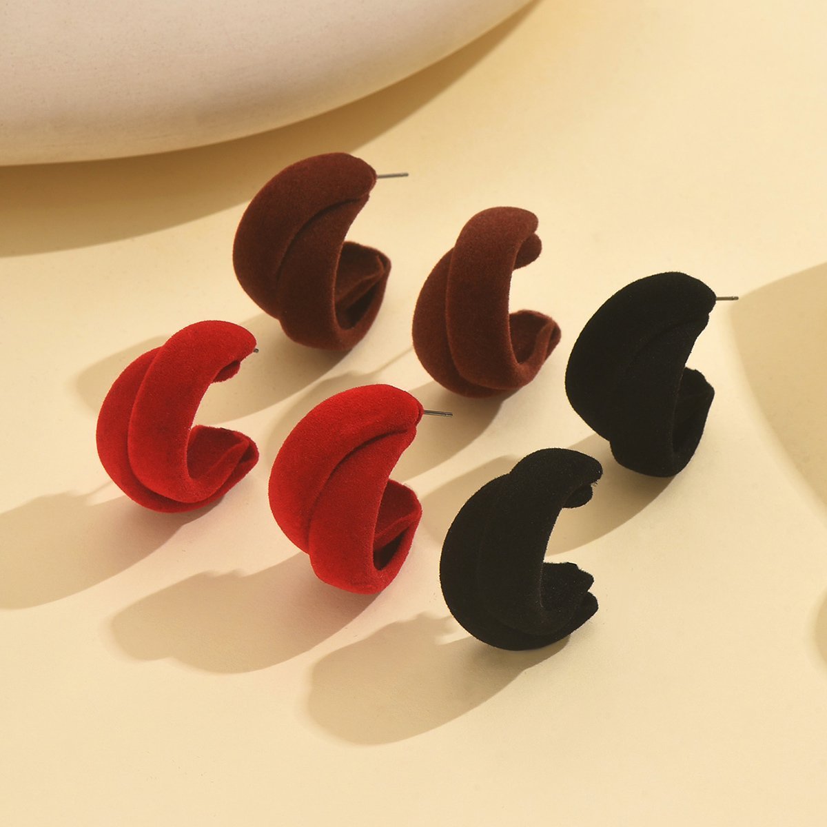 Stylish Velvet Crescent Moon  Earrings