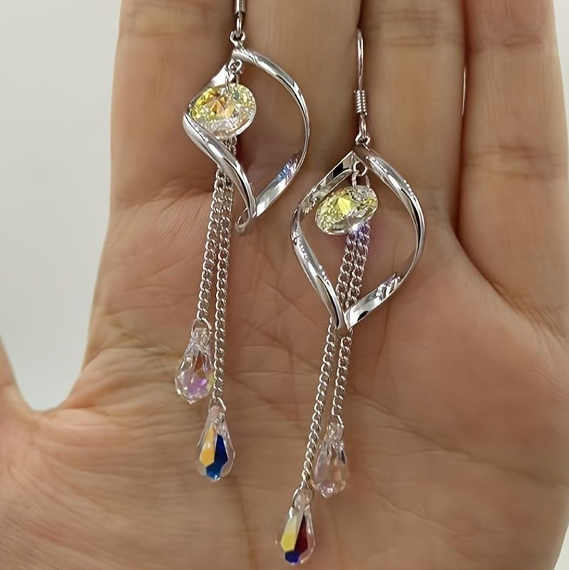 Platinum-Plated Color Change Multi-Teardrop Earrings