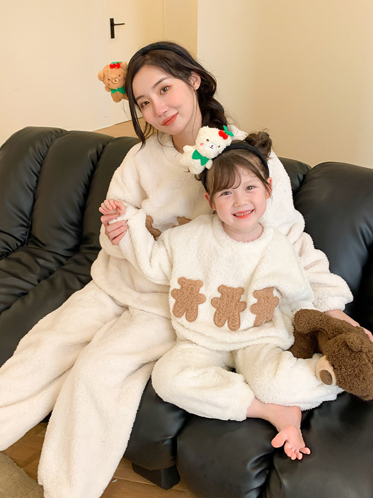 Parent-child Clothing New Fashion Winter Coral Velvet Home Wear Pajama Suit