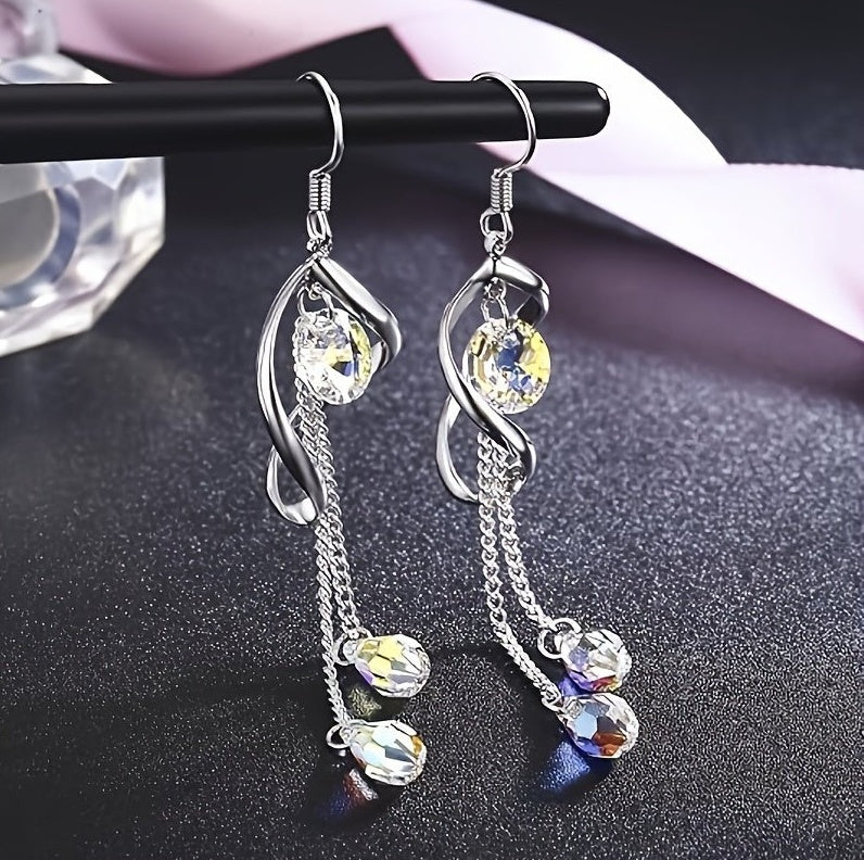 Platinum-Plated Color Change Multi-Teardrop Earrings