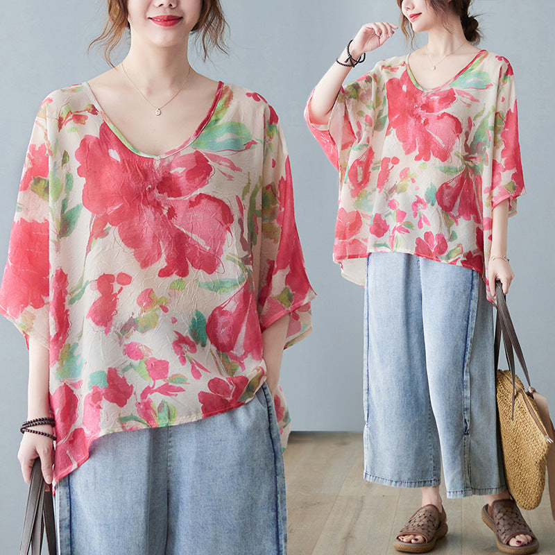 Retro Flower Loose shirt