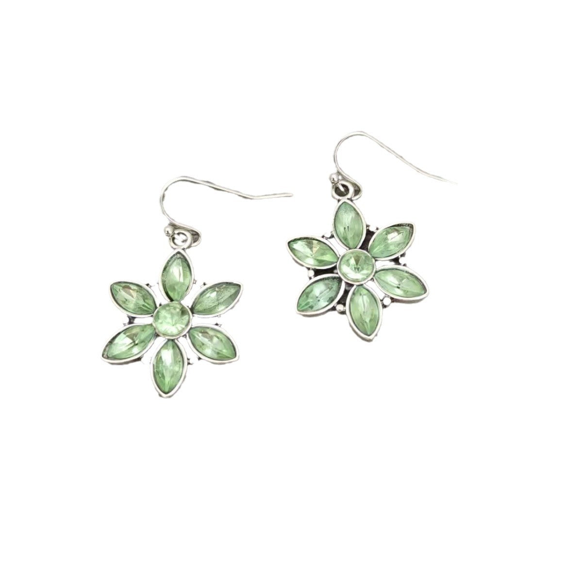 Fengfeng Green Crystal Flower Pendant Earrings