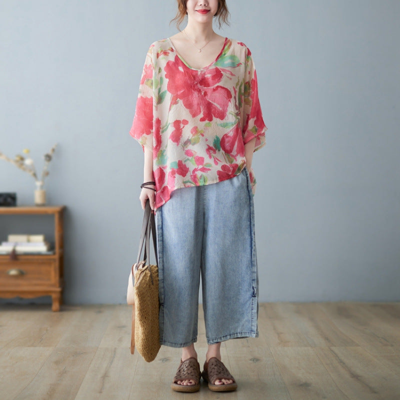 Retro Flower Loose shirt