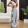 Fashion Street Fashion Bow Lace Stitching Personality Wide Leg Pants