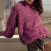 Loose Round Neck Fashion Sequined Mohair Sweater Lantern Sleeve