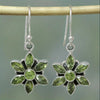 Fengfeng Green Crystal Flower Pendant Earrings