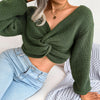 r Long Sleeve Knotted Sexy Knitwear Sweater