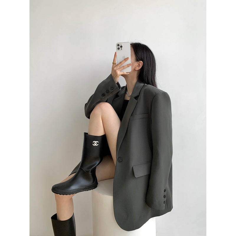 Design Women's Black Casual Small Suit Coat Women