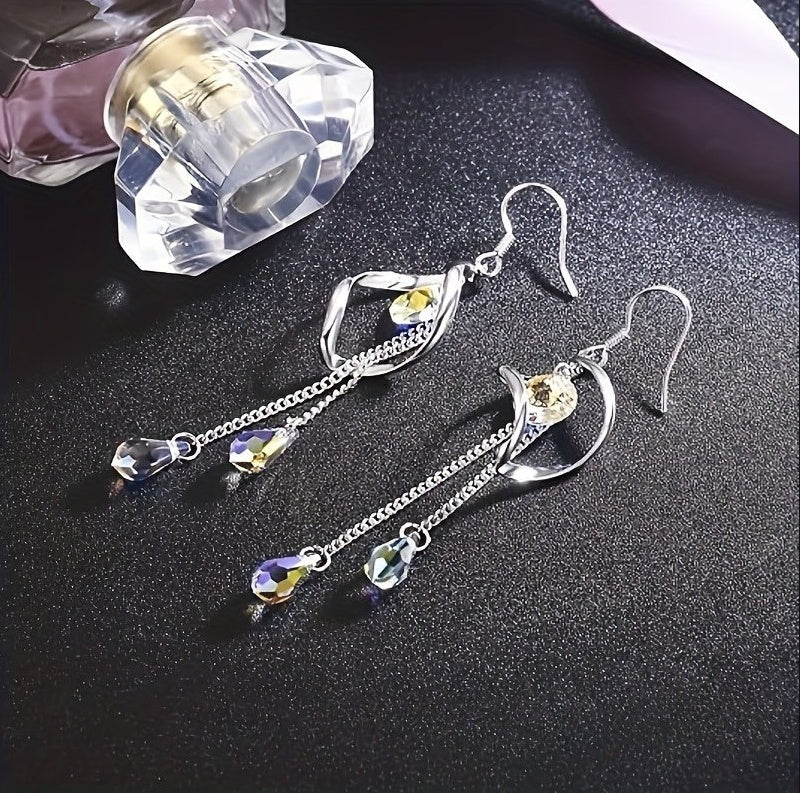 Platinum-Plated Color Change Multi-Teardrop Earrings