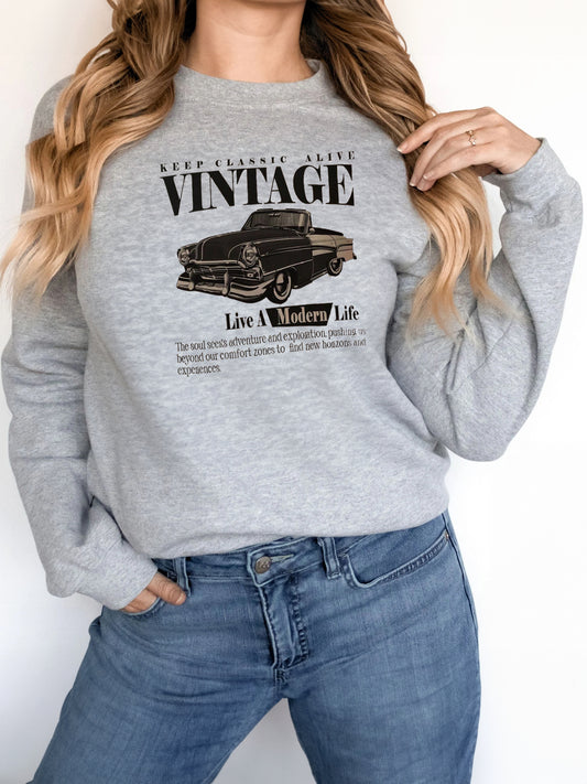 Solid Color Printed Long Sleeved Sweatshirt