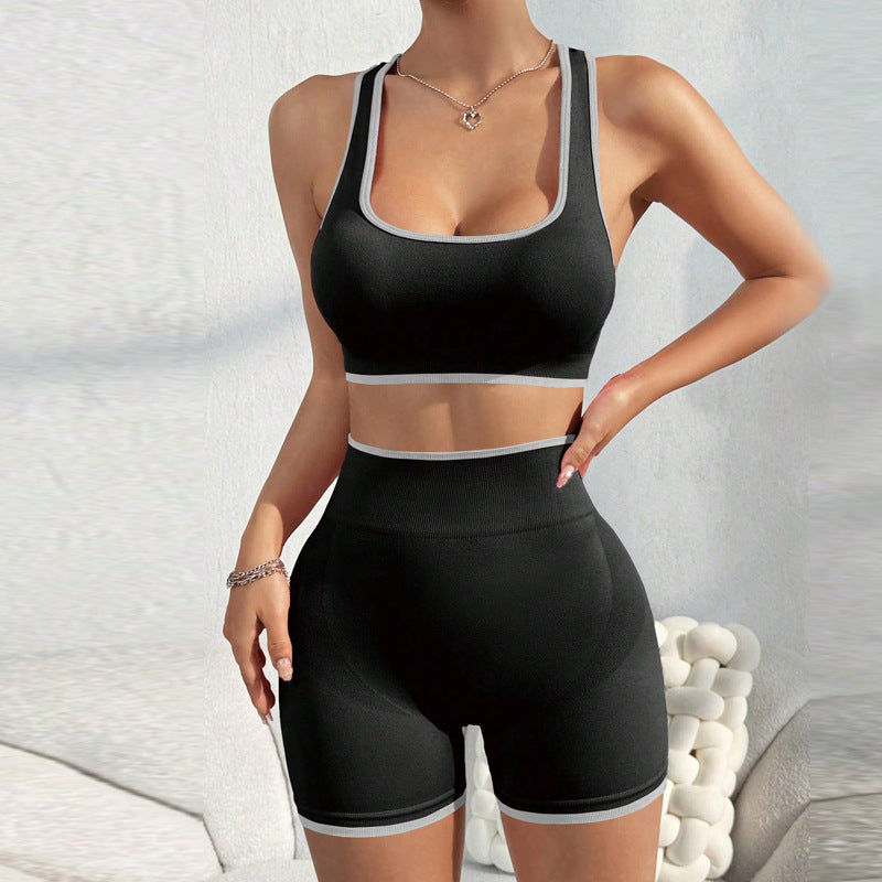 Sports Yoga Suit Vest Shorts For Women High Waist Shaping