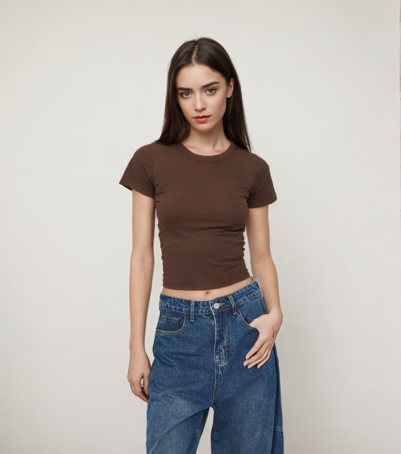 Shoulder Hot Girl Sports Bottoming Skinny Top