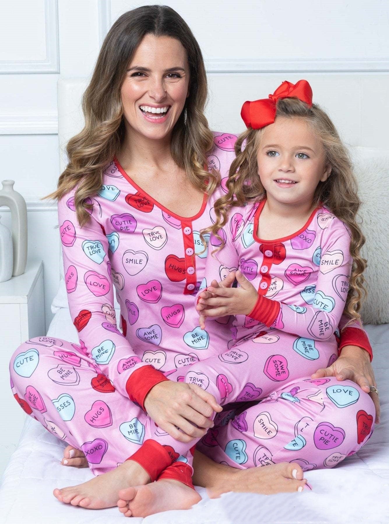 Beauty Clothing Valentine's Day Heart Printing Leisure Pajamas Pajamas Parent-child Suit